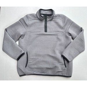 LL Bean Airlight Knit Pullover Womens Size Large Gray Snap Up